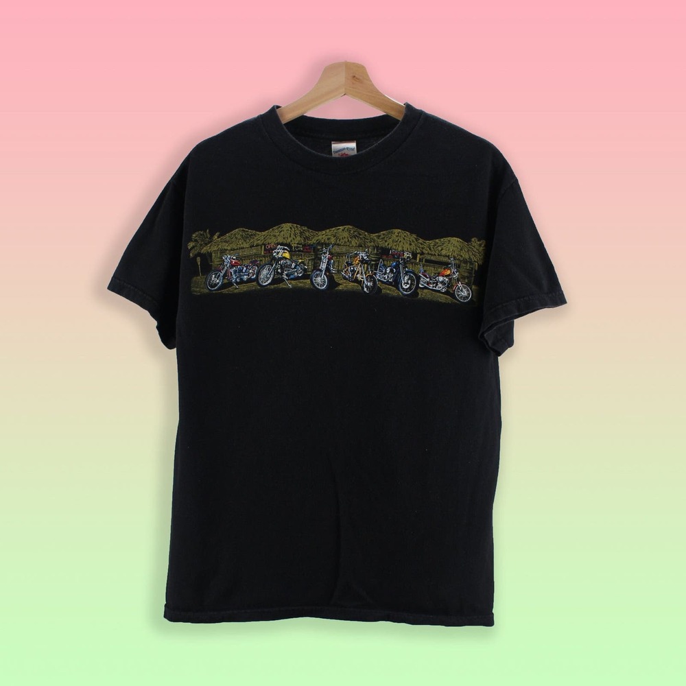 Vintage 90s T-Shirt - Black Chopper Motorcycle Tee - M